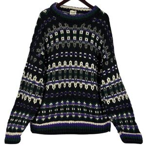 Vintage ALMA 100% Wool Handmade Long Sleeve Outdoor Winter Ski Sweater XL